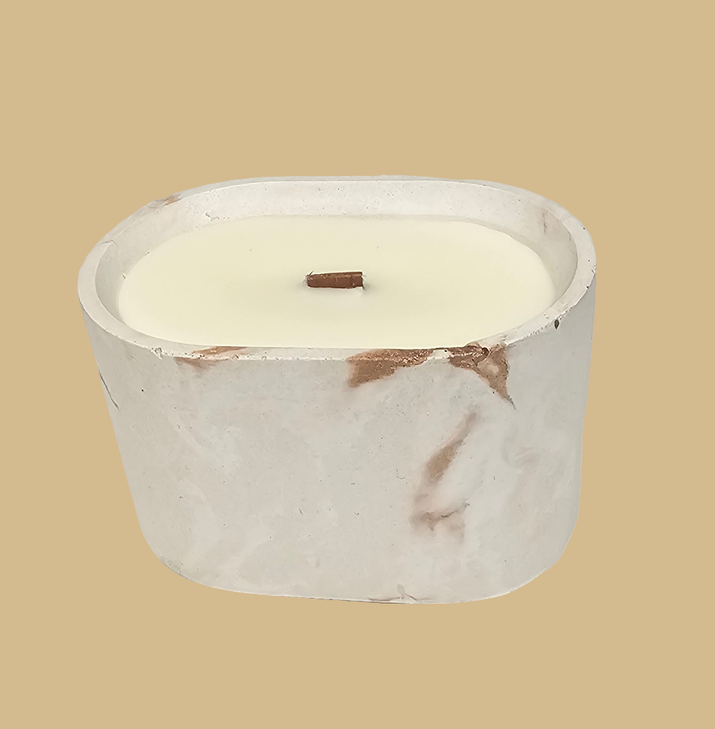 Concrete candle vessel. Scented.