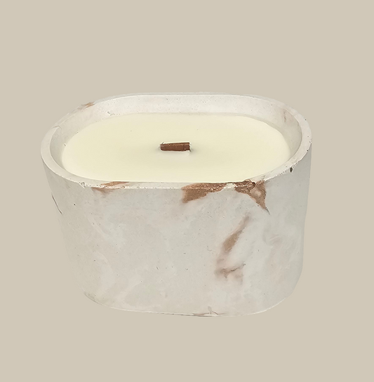 Concrete candle vessel. Scented.